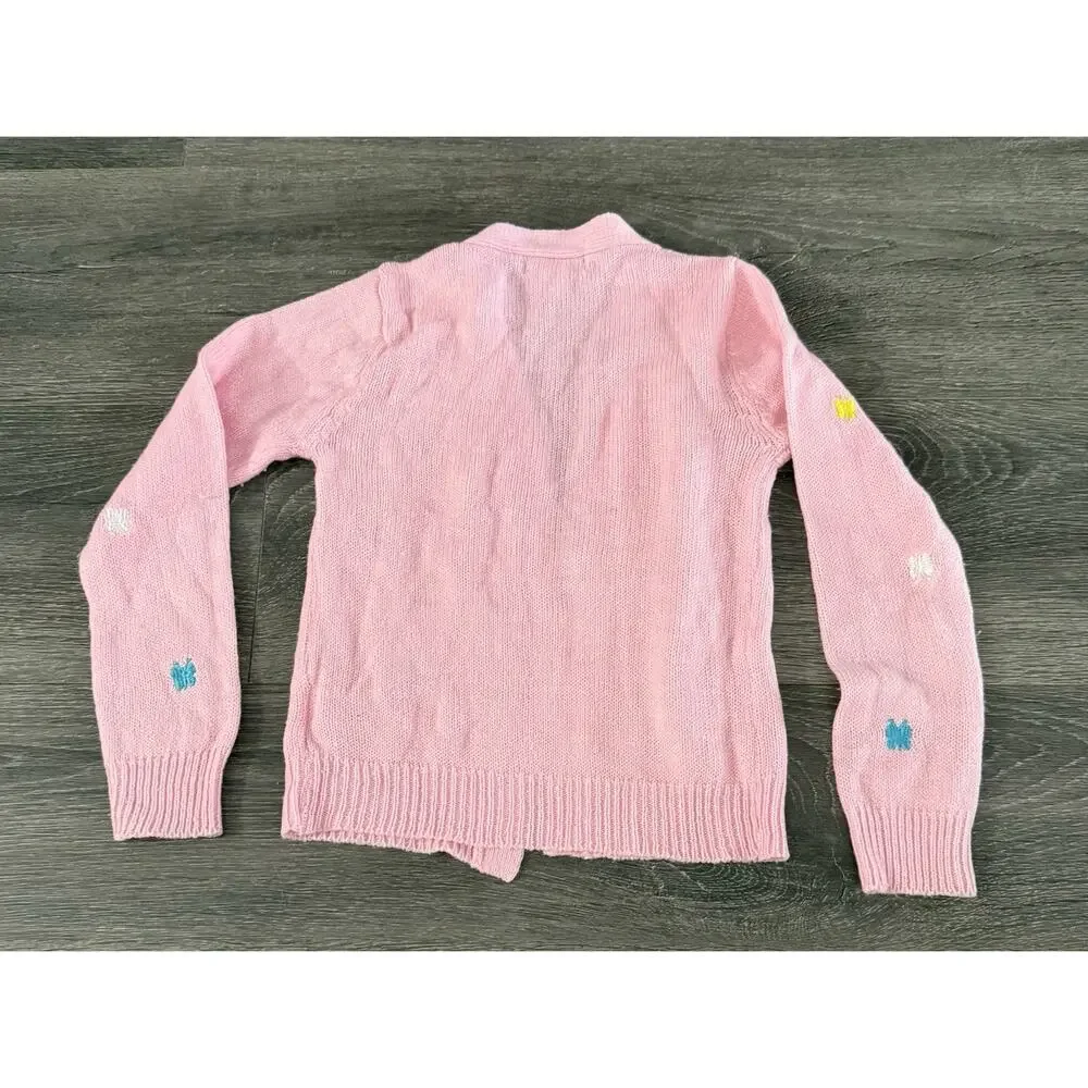 Pink Angel Cardigan Sweater Girls L 6x Boho Whimsy Fairy Cottage Barbie - Picture 3 of 5